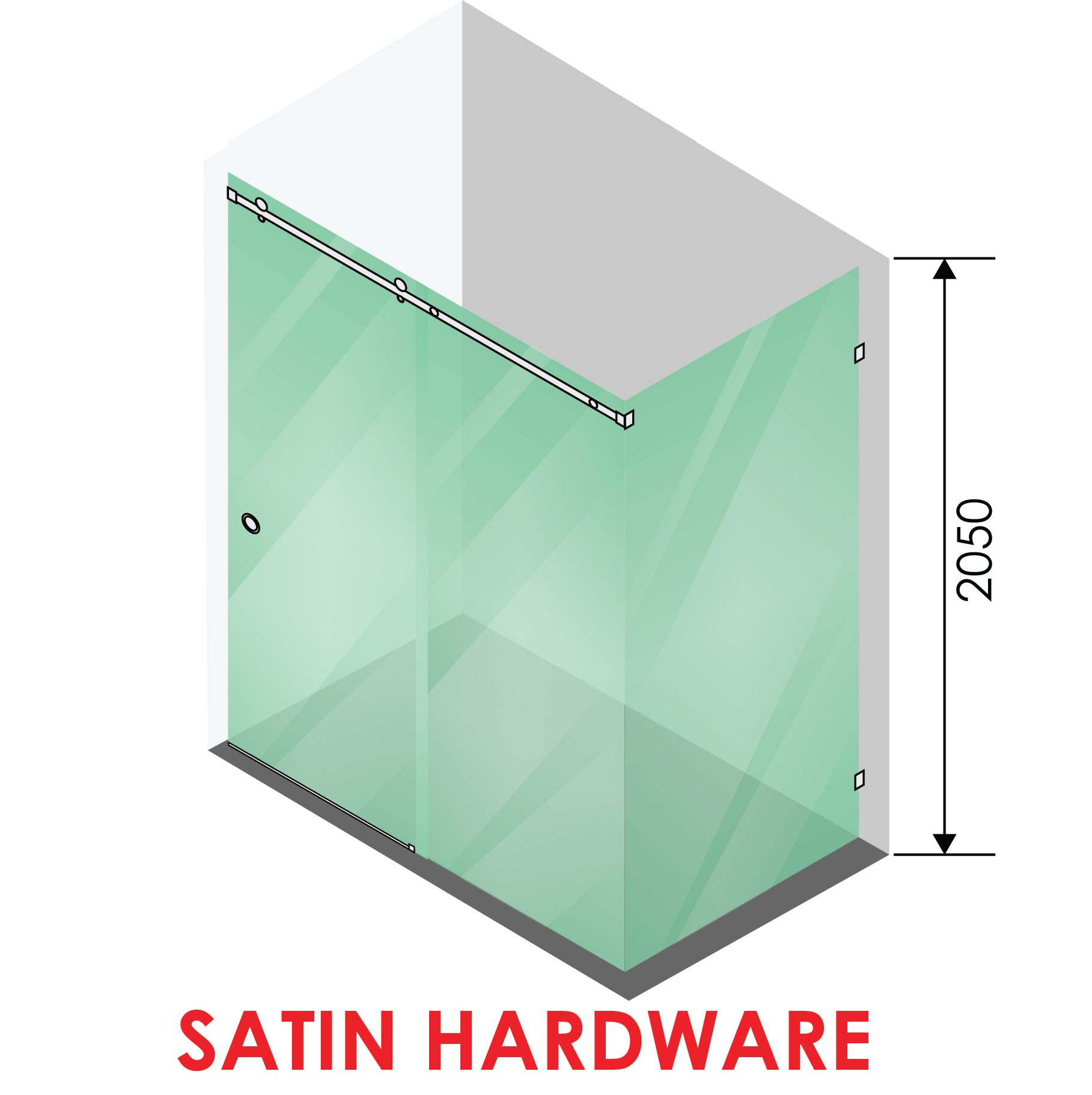 Style Sliding 3 Panel Square (B)- SATIN HARDWARE.